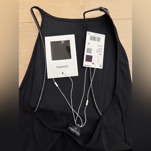 Chanel 23C Black Silver Crystal CC Logo One Piece Swimsuit Runway Bathingsuit 38 - Picture 11 of 16